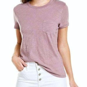 Madewell Purple Short Sleeve Cotton Crew Neck Pocket Tee